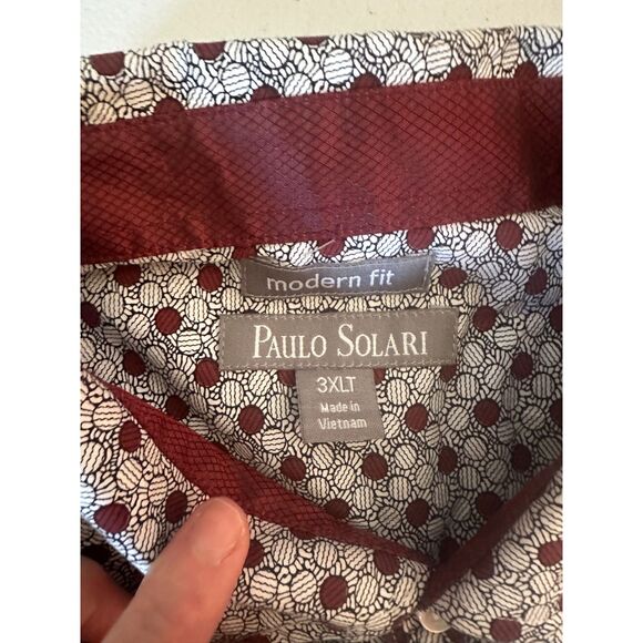 Paulo Solari 3XLT Modern Fit Dress Shirt Geometric Pattern Long Sleeve - Picture 3 of 5